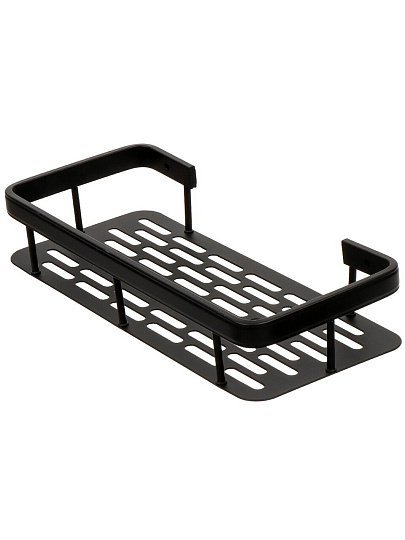 Полка для ванной металл, настенная, прямая, 31х12х5.8 см, силиконовое крепление, черная, T2022-HT085