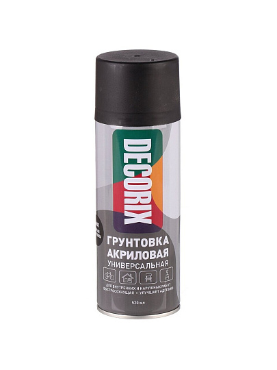 Грунтовка аэрозольная, акриловая, Decorix, черная, 0.52 л, A02