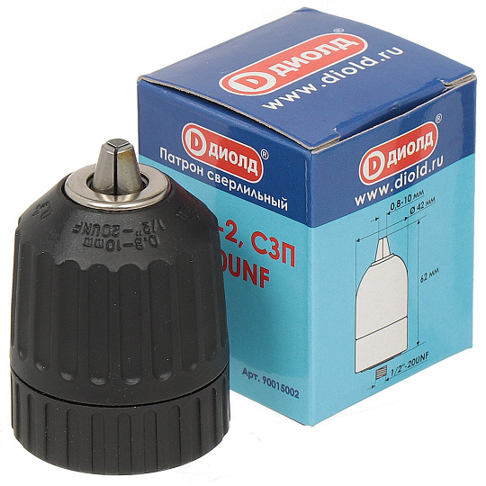 Патрон для дрели самозажимной, Диолд, KLC-2, 10 мм, 1/2&quot;-20 UNF, 90015002