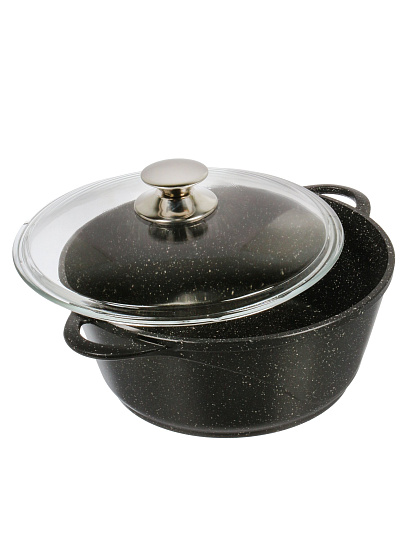 Кастрюля алюминий, антипригарное покрытие, 4 л, крышка стекло, Горница, Гранит Induction, Ик2633аг, индукция