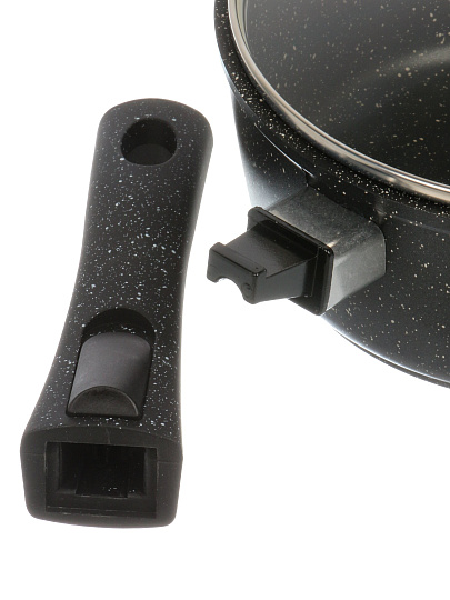 Ковш алюминий, антипригарное покрытие, 1.5 л, крышка стекло, бакелитовая ручка, съемная ручка, индукция, Горница, Гранит Induction, Икш1813аг