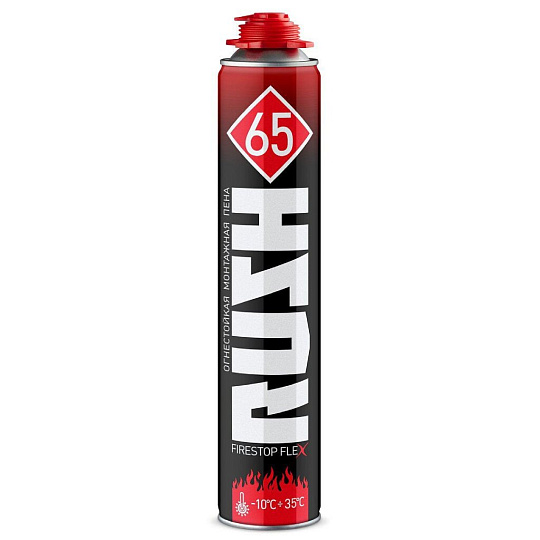 Пена монтажная KUDO, Rush Firestop Flex 65/ТМ Donewell, профессиональная, 65 л, 1 л, всесезонная, RPPF10U65