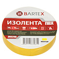 Изолента ПВХ, 15 мм, 150 мкм, желтая, 20 м, индивидуальная упаковка, Bartex
