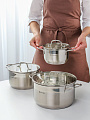 Набор посуды нержавеющая сталь, 6 предметов, кастрюли 1.9, 3.6, 6.1 л, сталь 304, индукция, Daniks, Нолан, GS-01363-6PC - фото 7