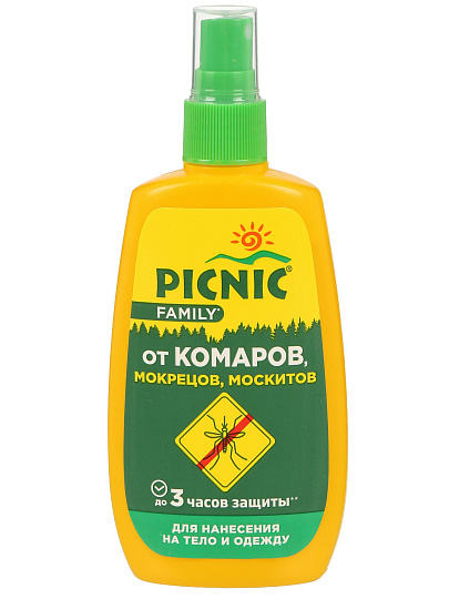 Репеллент от комаров, спрей, Picnic, Family, 120 мл