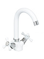 Смеситель для раковины, Frud, короткий излив, с кран-буксой, белый, R13332