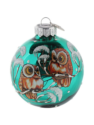 Елочный шар Лесные совята-6, 8 см, в подарочной упаковке, КУ-80-18416