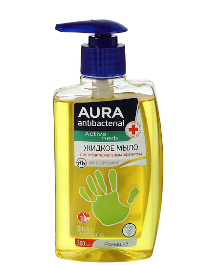 Мыло жидкое Aura, Ромашка, антибактериальное, 300 мл