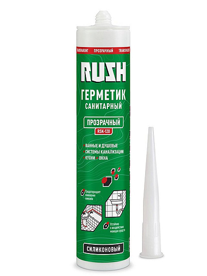 Герметик силиконовый, санитарный, KUDO, RUSH, RSK-120, 230 мл, прозрачный
