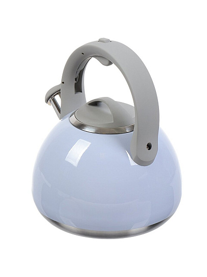Чайник нержавеющая сталь, 2.7 л, со свистком, зеркальный, ручка бакелитовая, с силиконовым покрытием, Daniks, индукция, голубой, M-083B