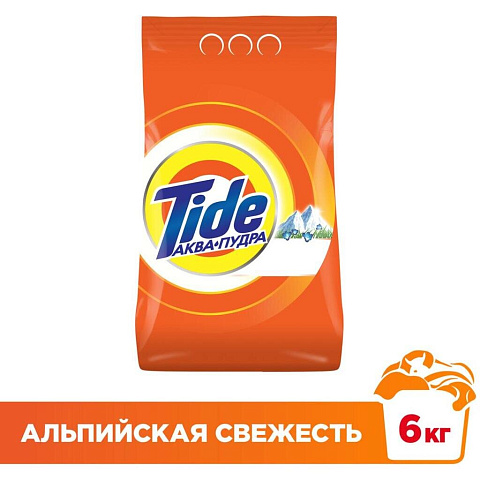 Стиральный порошок Tide, 6 кг, автомат, для белого белья, Альпийская свежесть