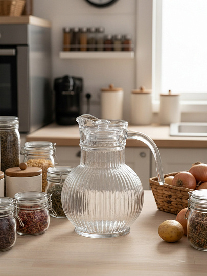 Кувшин стекло, 1.6 л, с крышкой, Y4-5539, бесцветный