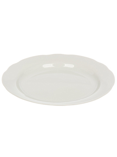 Тарелка обеденная, фарфор, 24 см, круглая, Вырезной край Белая, Дулевский фарфор, 02117