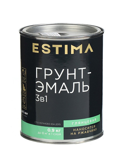 Грунт-эмаль Estima, по ржавчине, алкидная, серая, 0.9 кг