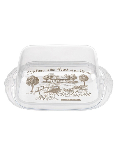 Масленка пластик, 18.9х11х6.9 см, с декором, в ассортименте, Бытпласт, С32278/4332278