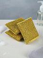 Губка для посуды 3 шт, Золото, поролон, абразивная фибра, Аквамаг, МГП-003, золотистая - фото 2