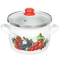 Кастрюля эмалированная сталь, 5 л, крышка стекло, Сантэкс, Ягоды, 1-2450112, индукция