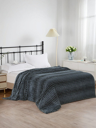 Плед евро, 200х220 см, велсофт жаккард, 100% полиэстер, Silvano, Ombre, темно-серый, 200/002-OMB/LA