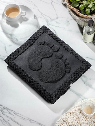 Полотенце-коврик для ног 50х70 см, 700 г/м2, махровый, Silvano, графит, Узбекистан