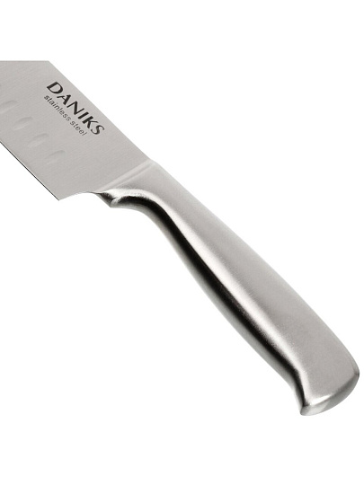Нож кухонный Daniks, Ферра, сантоку, нержавеющая сталь, 20 см, рукоятка сталь, YW-A042-SN