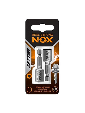 Ключ-насадка для кровельных саморезов, Nox, 8/10х48 мм, 2 шт, магнитный адаптер, блистер