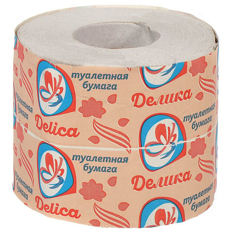 Туалетная бумага Delika, Эко, 1 слой, 10.5 м, с втулкой, серая