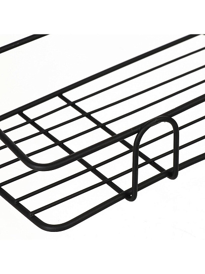 Полка для ванной металл, угловая, 26.5х26.5х6 см, силиконовое крепление, черная, T2022-HT029