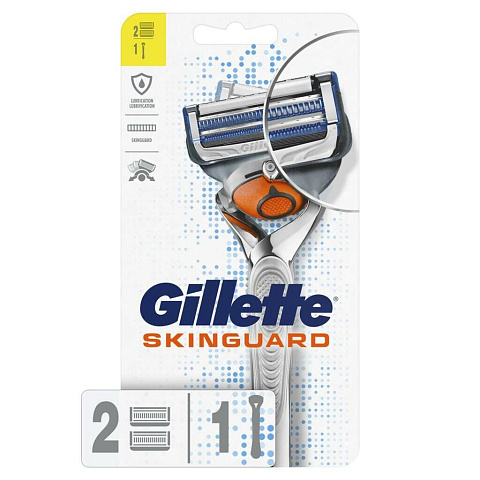 Станок для бритья Gillette, SkinGuard Sensitive, для мужчин, 2 сменные кассеты
