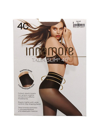 Колготки Innamore, Talia Slim, 40 DEN, р. 4, daino/загар, без шортиков, эластичные, с ультрашироким утягивающим поясом