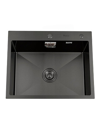 Мойка кухонная врезная, Diadonna, нержавеющая сталь, 600х500х200 мм, с PVD покрытием, серый графит, DS6050B