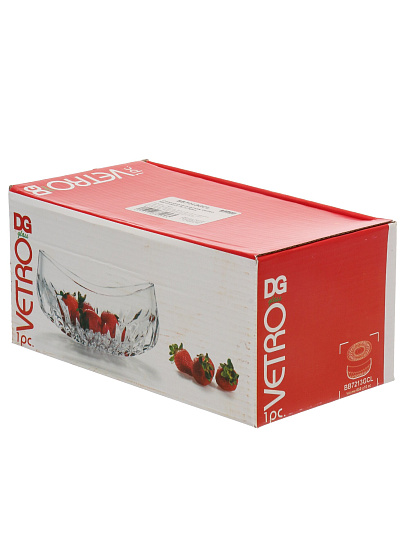 Салатник стекло, овальный, 20 см, подарочная упаковка, Vetro, 120783, прозрачная