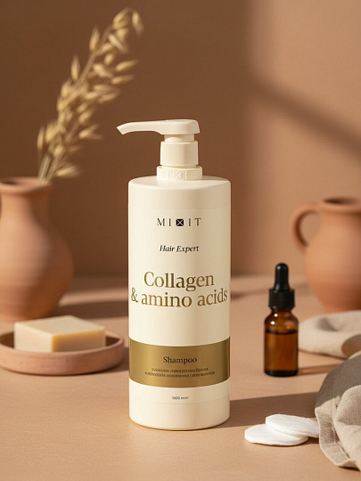 Шампунь Mixit, Hair Expert, восстановление и питание, 1 л, с коллагеном и кератином, для всех тип волос