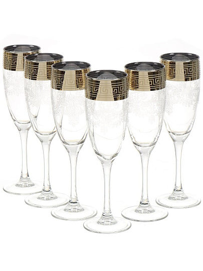 Набор для спиртного 13 предметов, стекло, бокал для шампанского 6 шт, стопка 6 шт, с баром, Glasstar, Барокко, B_GN1_1687_22