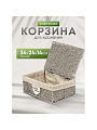 Корзина 34х24х14 см, прямоугольная, плетеная, полимер, с крышкой, Y4-7631