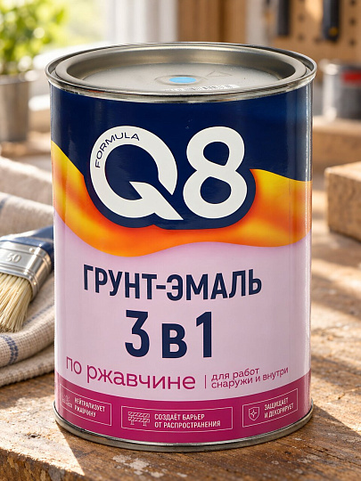 Грунт-эмаль Formula Q8, по ржавчине, алкидная, голубая, 0.8 кг