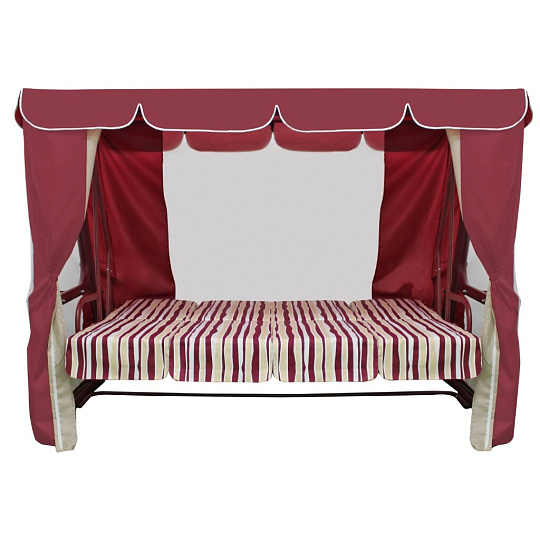 Качели садовые 4-местные, 265х143х195 см, 400 кг, Arno, Элит Люкс+, раскладываются в кровать, с москитной сеткой, бордо, 2016-КД-41/Л+, металл