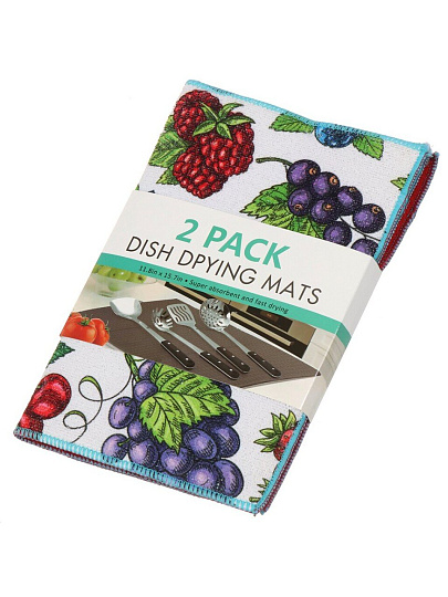 Коврик кухонный для посуды, текстиль, 30х40 см, 2 шт, в ассортименте, TDM3040-01