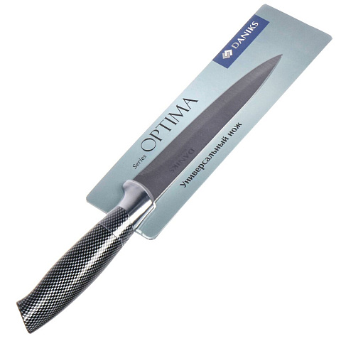 Нож кухонный Daniks, Оптима, универсальный, нержавеющая сталь, 12.5 см, рукоятка пластик, YW-A639-UT