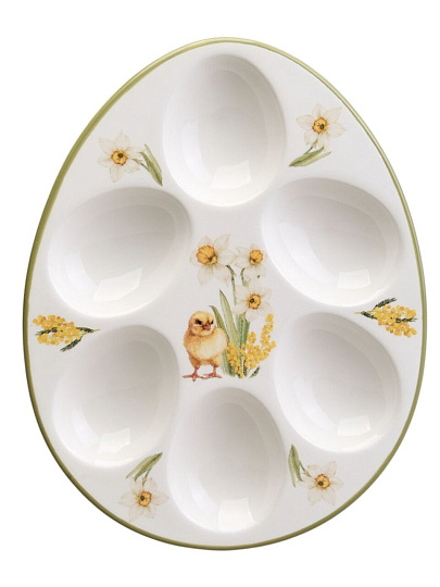 Блюдо керамика, для яиц, 16х20.5х2.5 см, 6 ячеек, Sunday, Agness, 358-2314