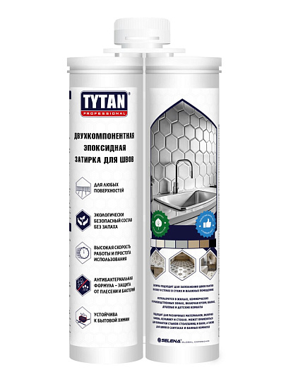Затирка для швов эпоксидная, Tytan, Professional, 52428, 400 г, двухкомпонентная, кремовая
