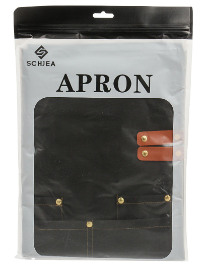 Фартук 66х75 см, 100% полиэстер, с карманом, черный, A170094