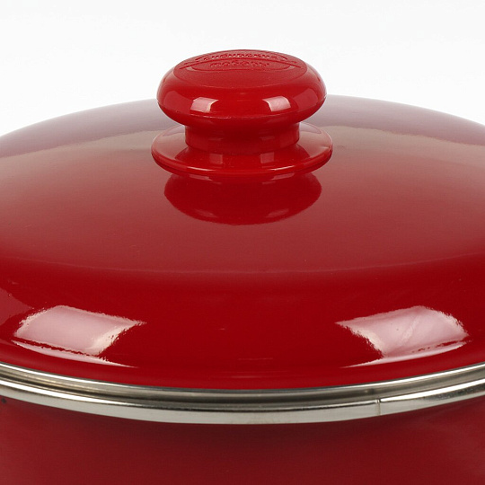 Кастрюля эмалированная сталь, 4 л, крышка сталь, цилиндрическая, Сибирские товары, 9MD201P, вишневая, индукция