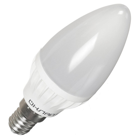 Лампа светодиодная E14, 6 Вт, 60 Вт, свеча, 4000 К, нейтральный свет, Онлайт