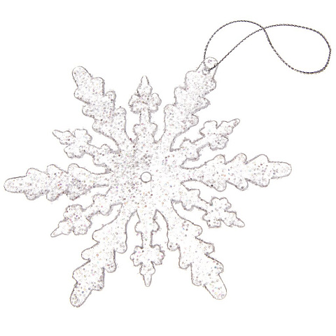 Елочное украшение Снежинка, прозрачное, 13 см, пластик, с серебристым блеском, SYYKLA-191954