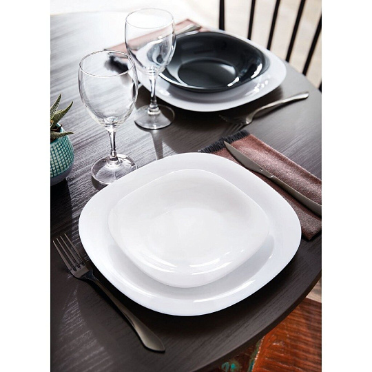 Тарелка десертная, стеклокерамика, 19 см, квадратная, Carine White, Luminarc, H3660/ L4454/N6803, белая