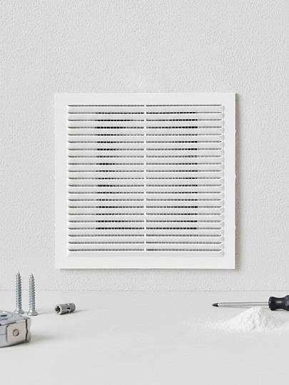 Решетка вентиляционная пластик, 190х190 мм, с сеткой, Viento, 1919В