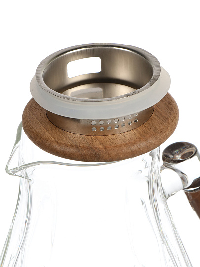 Кувшин боросиликатное стекло, 1.8 л, прозрач, дерев ручка, крышка-фильтр, Y4-11031