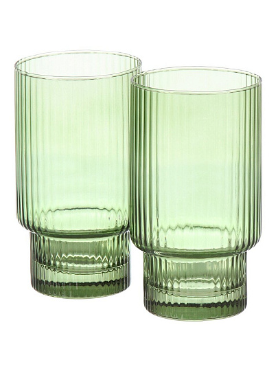 Стакан 500 мл, стекло, 2 шт, Daniks, Грани Малахит, STSD77140P
