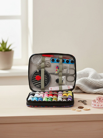 Набор швейный в текстильном пенале, 14х12х3.5 см, Y4-11576