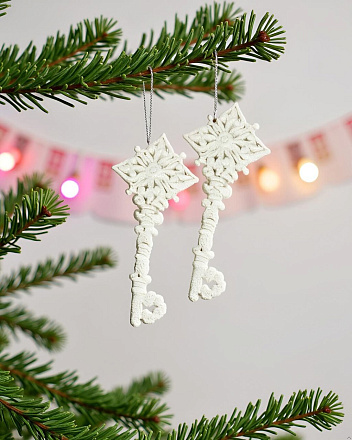 Набор елочных украшений Ключи, 2 шт, белый, 6.5x15.5 см, Y4-8467